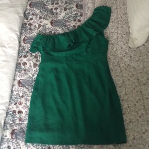 One-Shoulder Green Mini Dress
